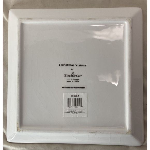 Set of 4 Christmas Visions by Blitzen & Co. Square Snack/Appetizer Plates - Picture 9 of 11